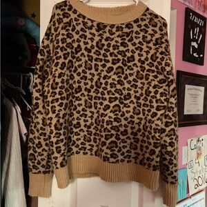 American Eagle Outfitters Leopard Print Sweater - Tan and Black